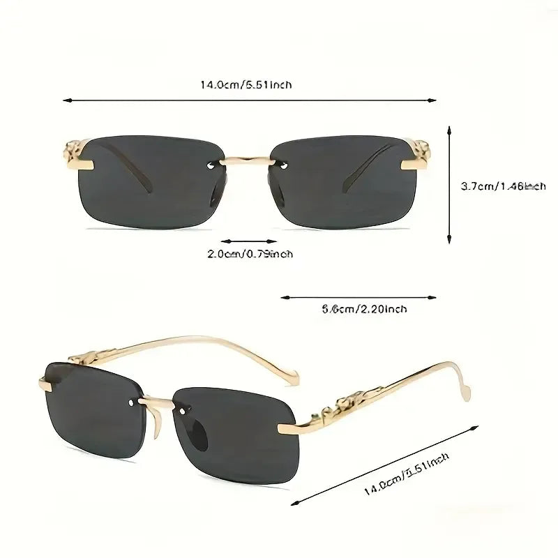 Leopard Print Rimless Square Sun Glasses