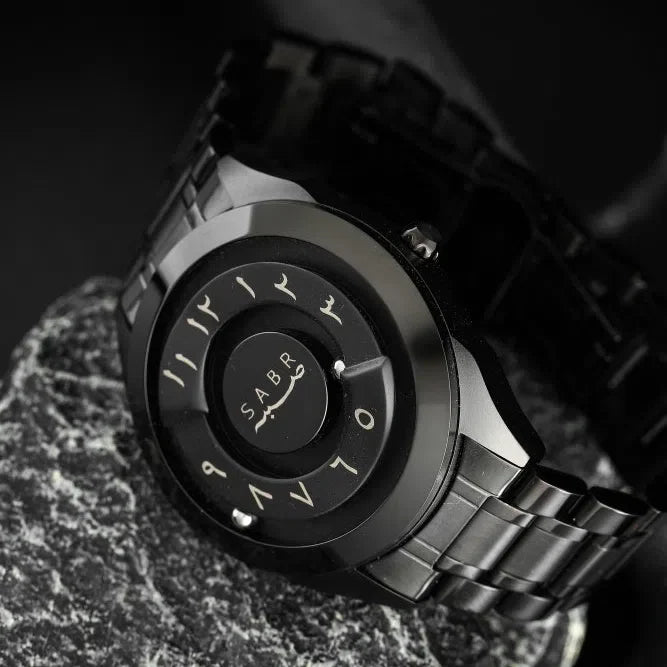 LUXURY SABR ARABIC NUMERAL BLACK STEEL WATCH