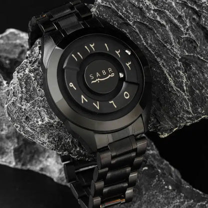 LUXURY SABR ARABIC NUMERAL BLACK STEEL WATCH