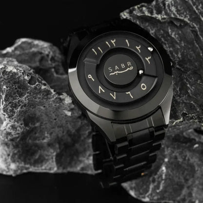 LUXURY SABR ARABIC NUMERAL BLACK STEEL WATCH