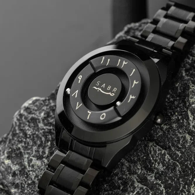 LUXURY SABR ARABIC NUMERAL BLACK STEEL WATCH