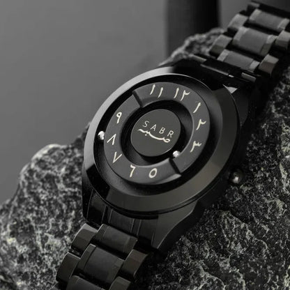 LUXURY SABR ARABIC NUMERAL BLACK STEEL WATCH