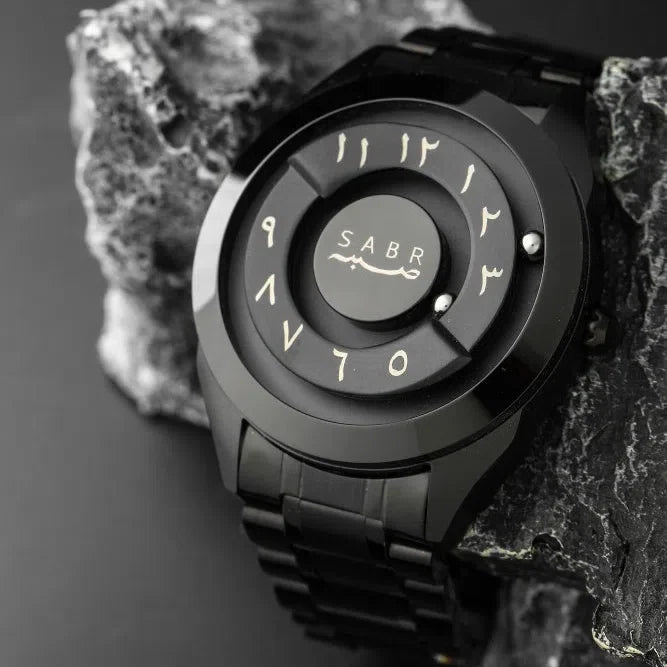 LUXURY SABR ARABIC NUMERAL BLACK STEEL WATCH