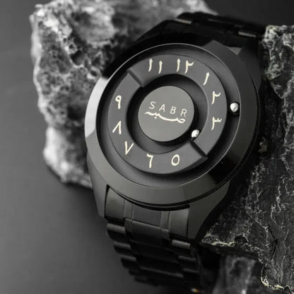 LUXURY SABR ARABIC NUMERAL BLACK STEEL WATCH