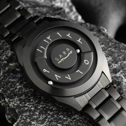 LUXURY SABR ARABIC NUMERAL BLACK STEEL WATCH