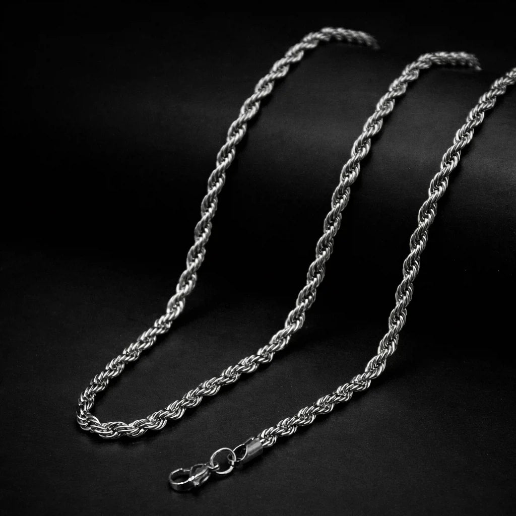 Premium Silver and Golden Rope Chain Necklace for Men & Women