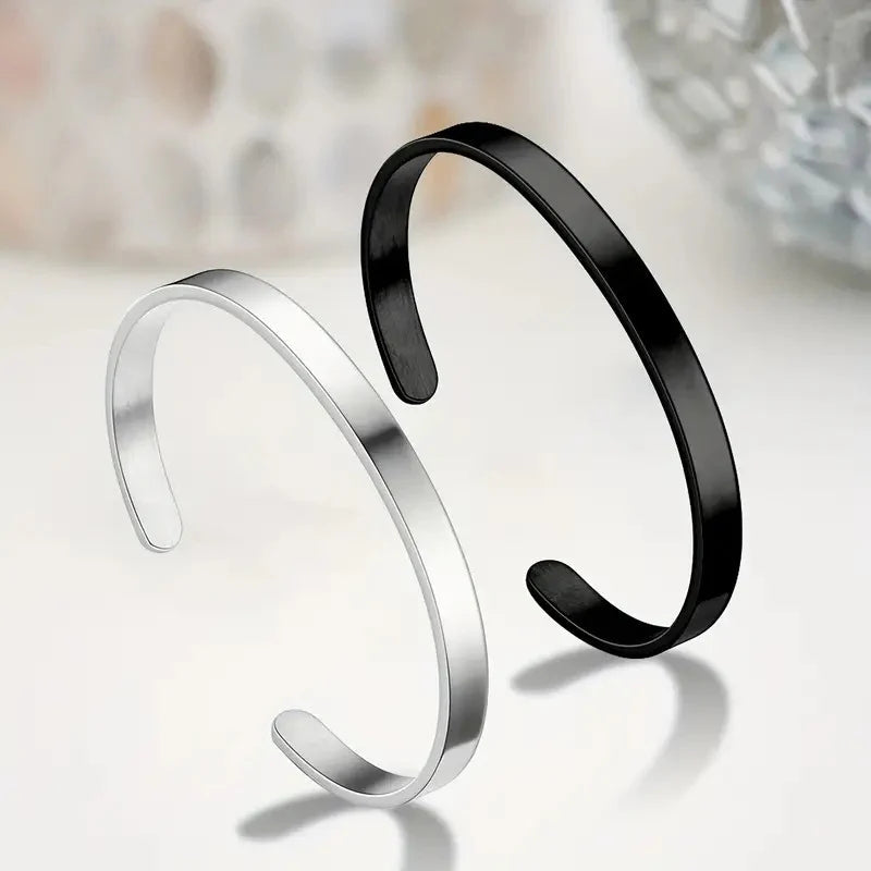ELEGANT 304L STAINLESS STEEL C-SHAPED OPEN BRACELET