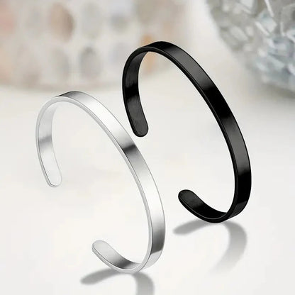 ELEGANT 304L STAINLESS STEEL C-SHAPED OPEN BRACELET