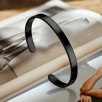 ELEGANT 304L STAINLESS STEEL C-SHAPED OPEN BRACELET