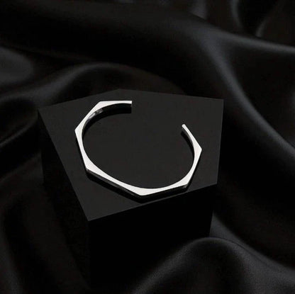 Stainless Steel Hexagon Cuff Bangle