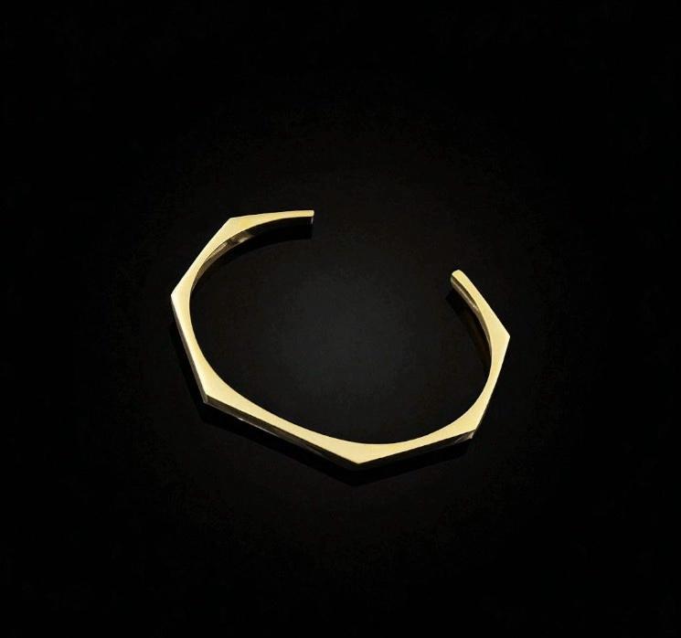 Stainless Steel Hexagon Cuff Bangle 2 Sets