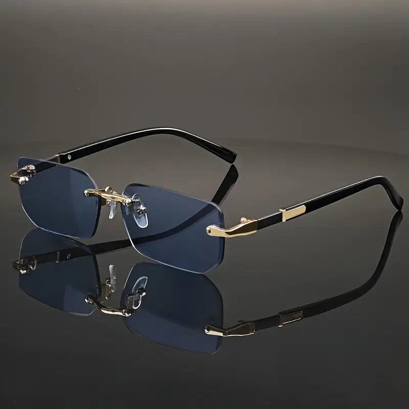 Retro Sunglasses Men Rimless Sun Glasses Shades Cutting Lens