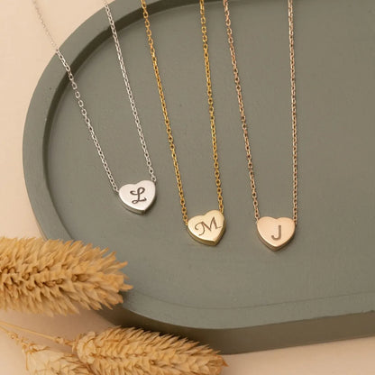 Initial Alphabet Golden Mini Heart Necklace