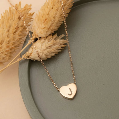 Initial Alphabet Golden Mini Heart Necklace