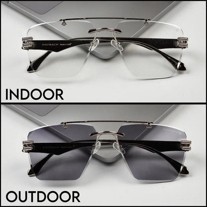 RIMLESS TRANSITION BLACK SUNGLASSES