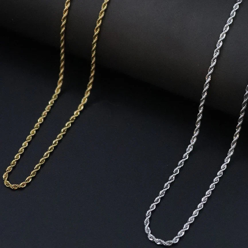 Premium Silver and Golden Rope Chain Necklace for Men & Women