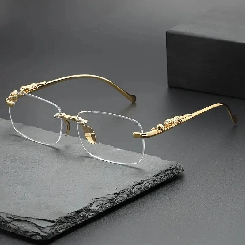 Leopard Print Rimless Square Sun Glasses