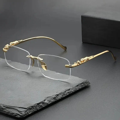 Leopard Print Rimless Square Sun Glasses